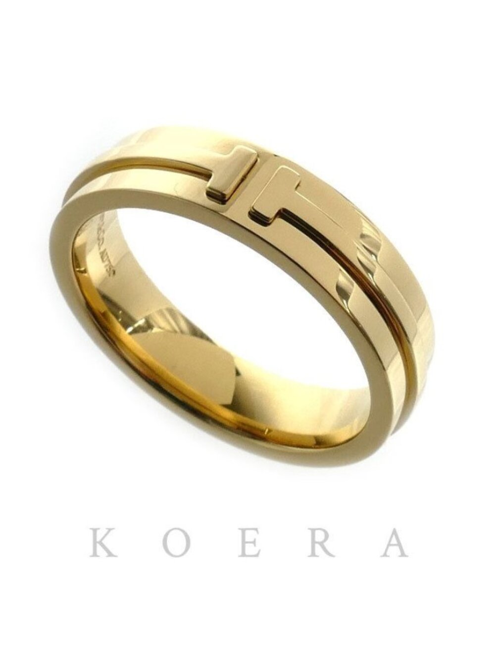 Tiffany & Co 18k Yellow Gold T Two Wide Ring